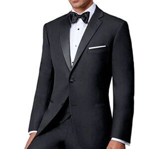 Ike Evening Men's Black Super 120's 2 Button Notch Lapel Blazer